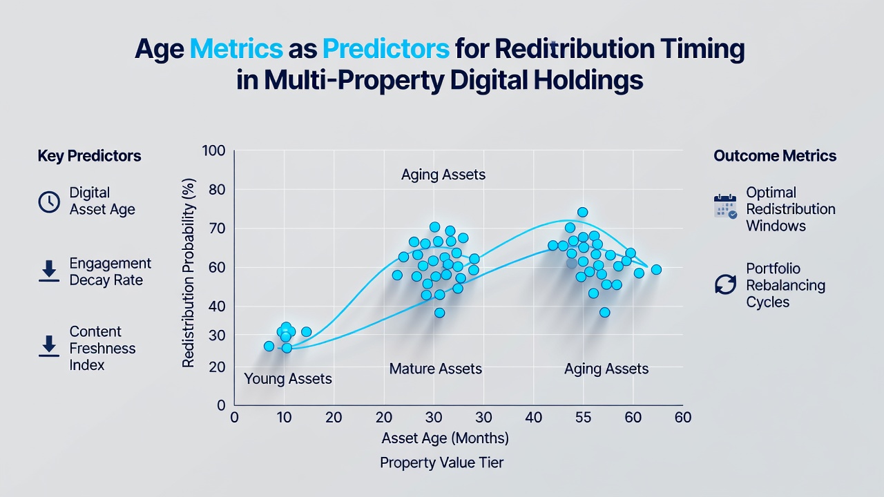 Chart displaying age metric distributions and predicted redistribution windows for digital property portfolios