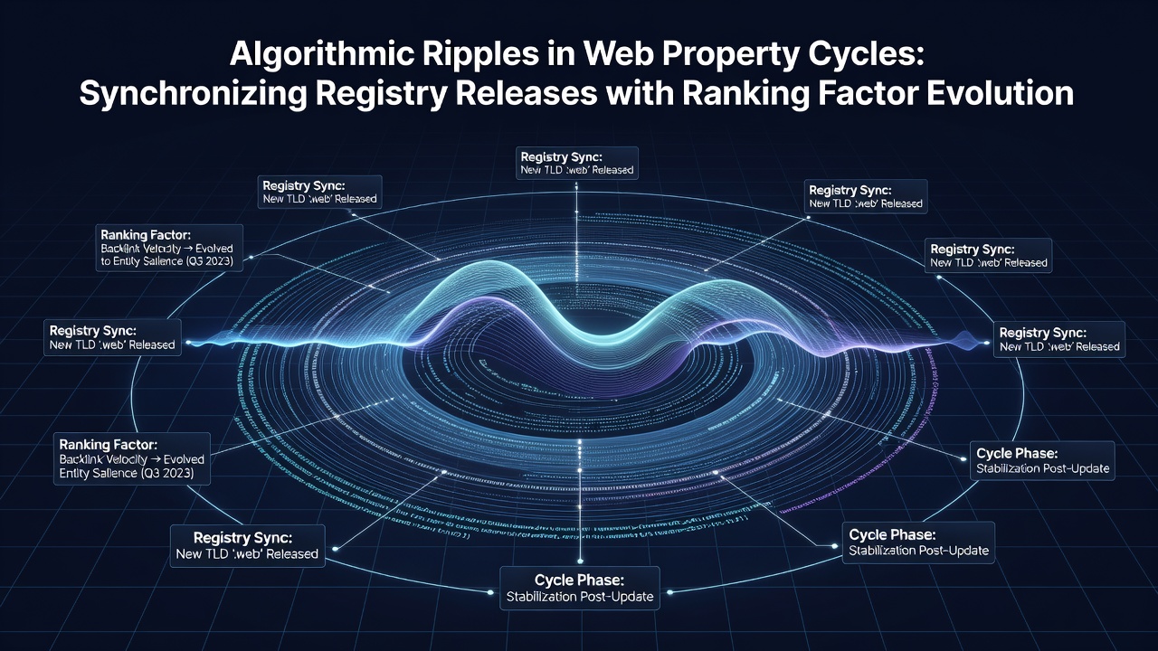 Timeline graphic showing synchronized registry drops and search ranking updates across 2025-2026