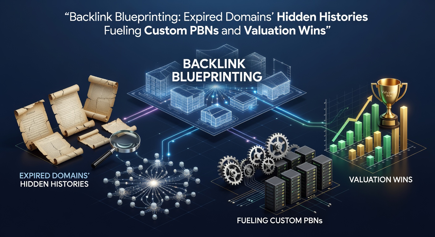 Detailed blueprint diagram of an expired domain's backlink network, illustrating custom PBN integration points and valuation growth trajectories over time