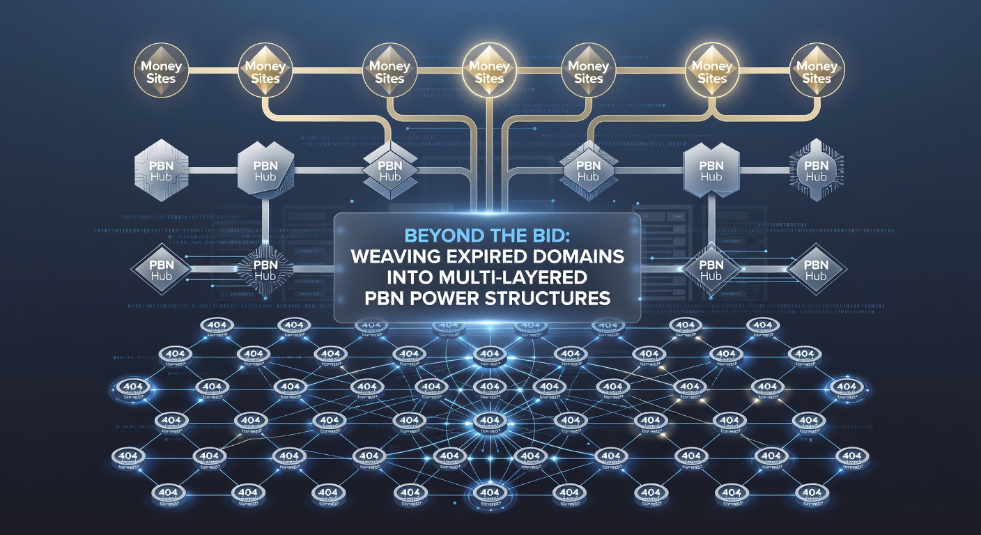 Close-up visualization of domain metrics dashboard showing spam scores, backlink profiles, and layering hierarchy in a PBN setup