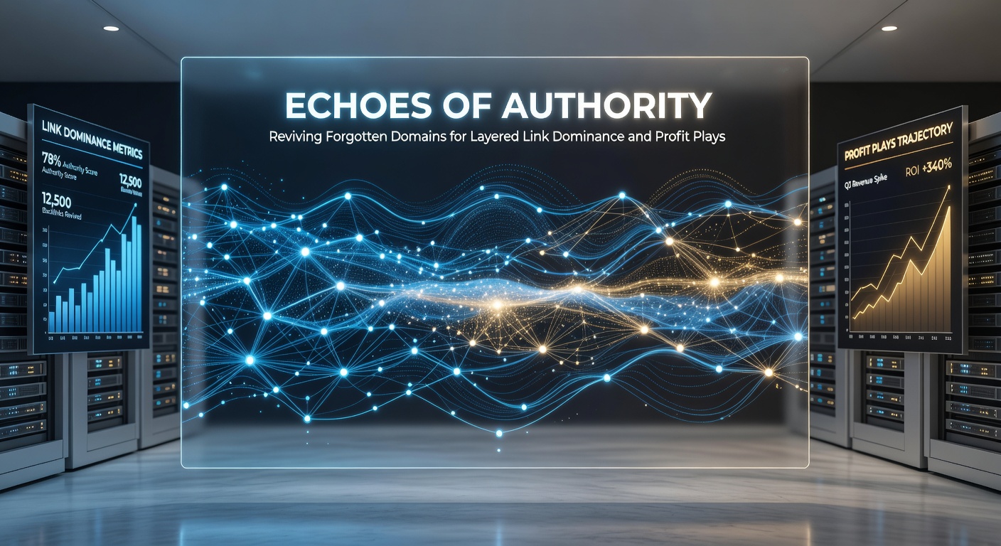 Visual representation of dormant domains echoing authority signals through layered link networks