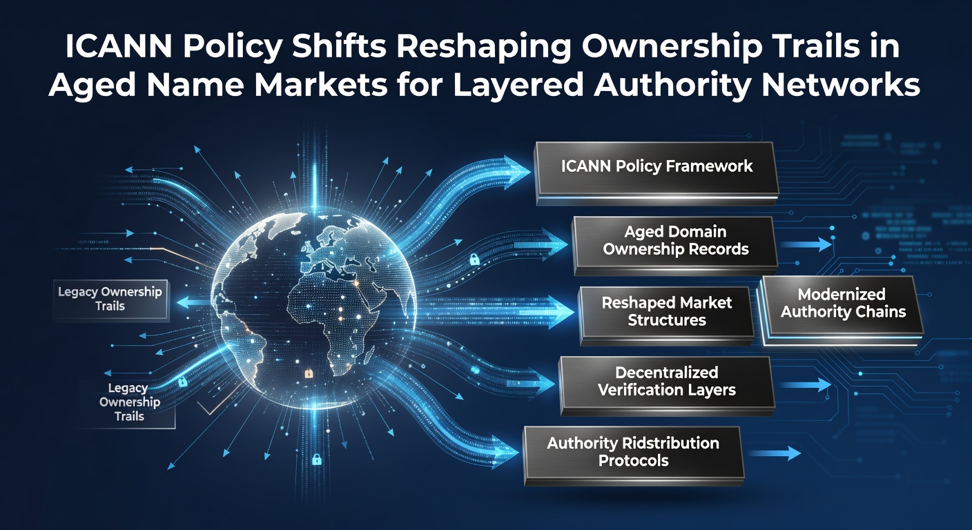 ICANN policy documents and aged domain registration records displayed on a digital interface