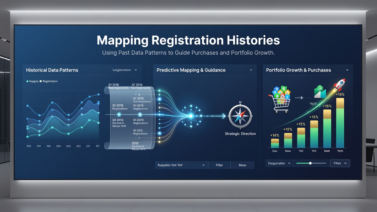 Charts displaying registration history clusters and their correlation with portfolio performance metrics