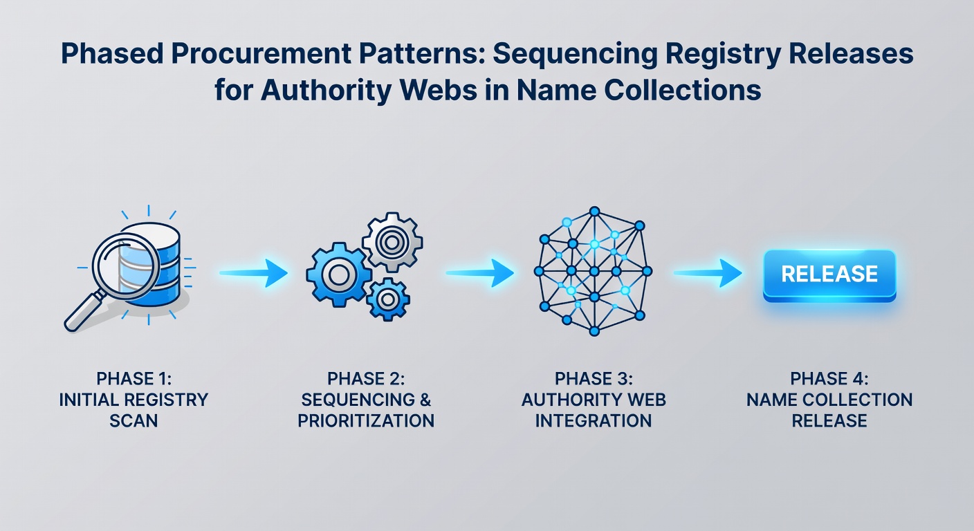 Diagram illustrating sequenced registry releases feeding into layered authority web structures