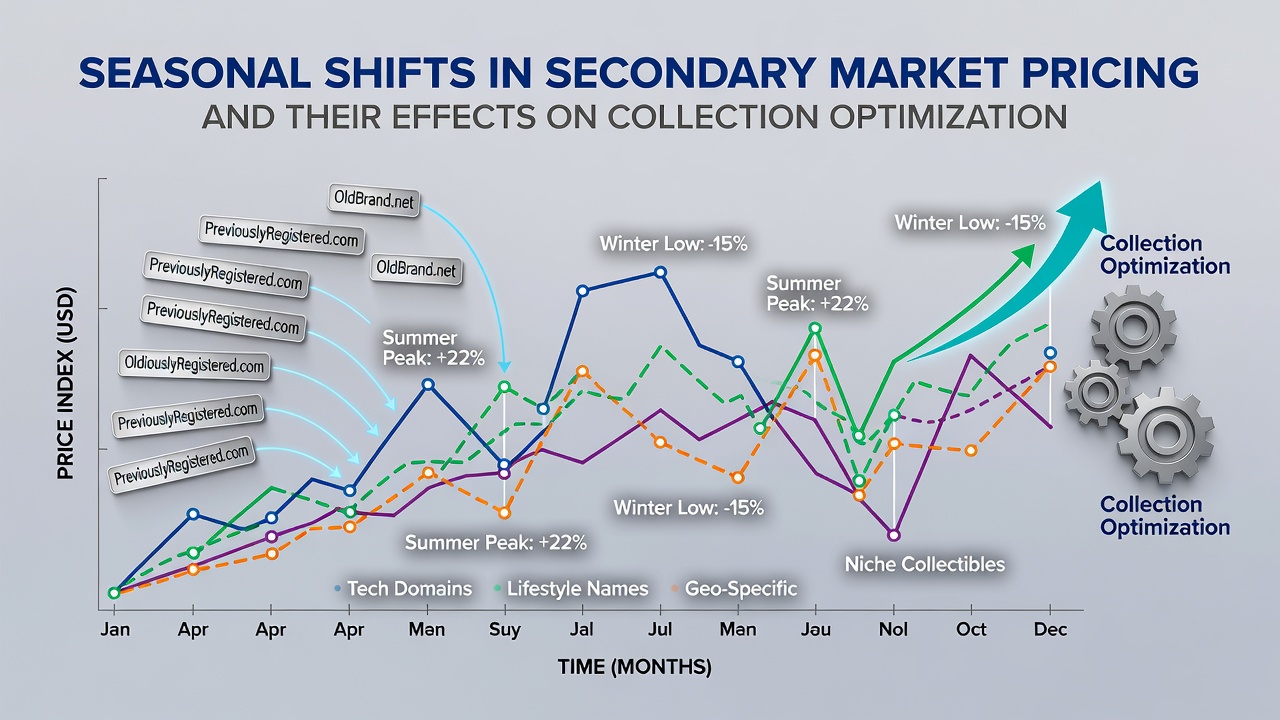 Chart showing seasonal fluctuations in domain aftermarket prices across multiple quarters