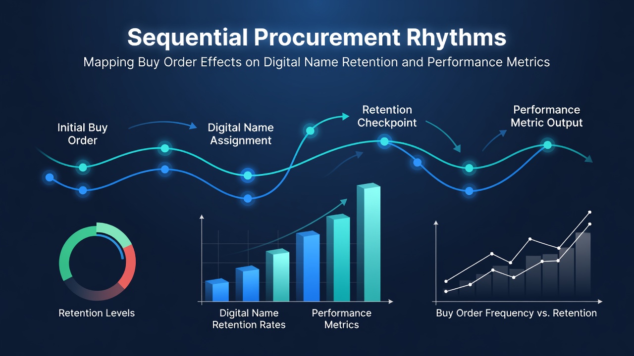 Visual representation of sequential domain procurement patterns and retention timelines
