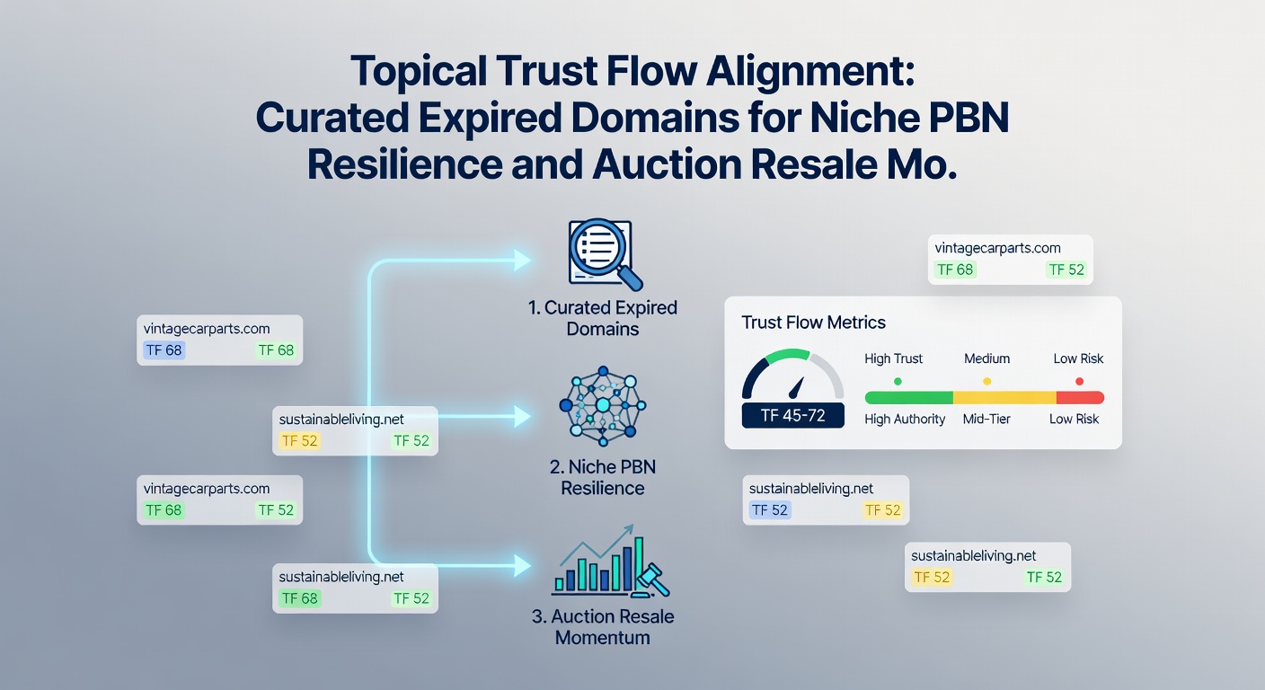 Screenshot of auction dashboard highlighting a high-TTF expired domain in the finance niche with backlink topology visualization
