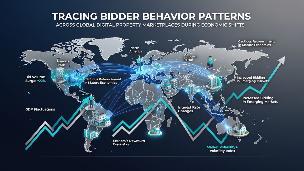 Charts and graphs illustrating bidder participation rates in digital marketplaces amid 2025-2026 economic indicators